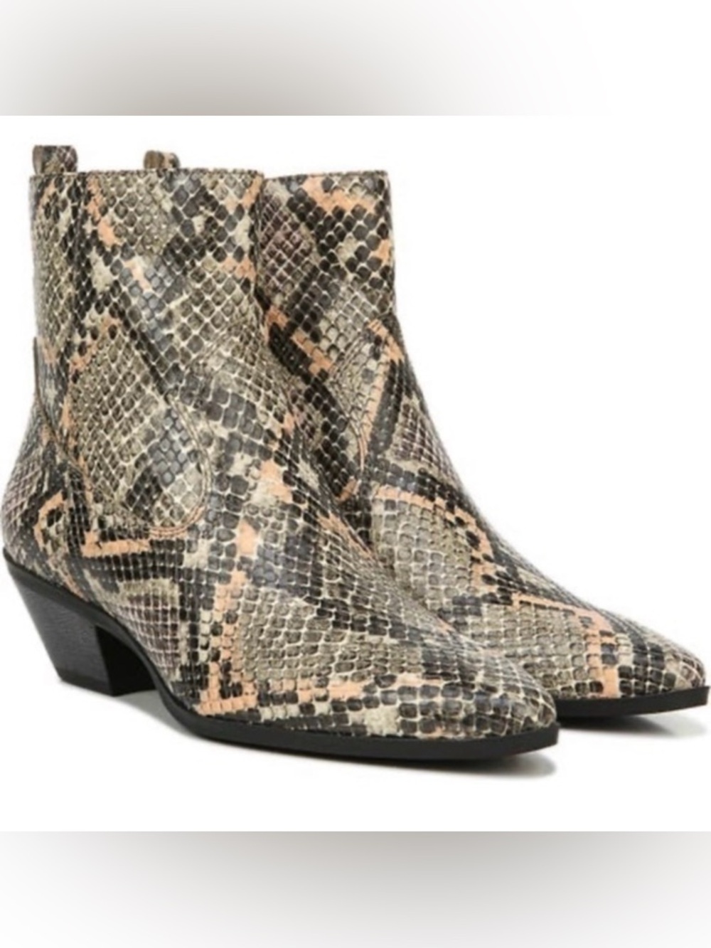 Circus by Sam Edelman Snake Skin Print Western Cowboy Heeled Boots Booties SZ 8